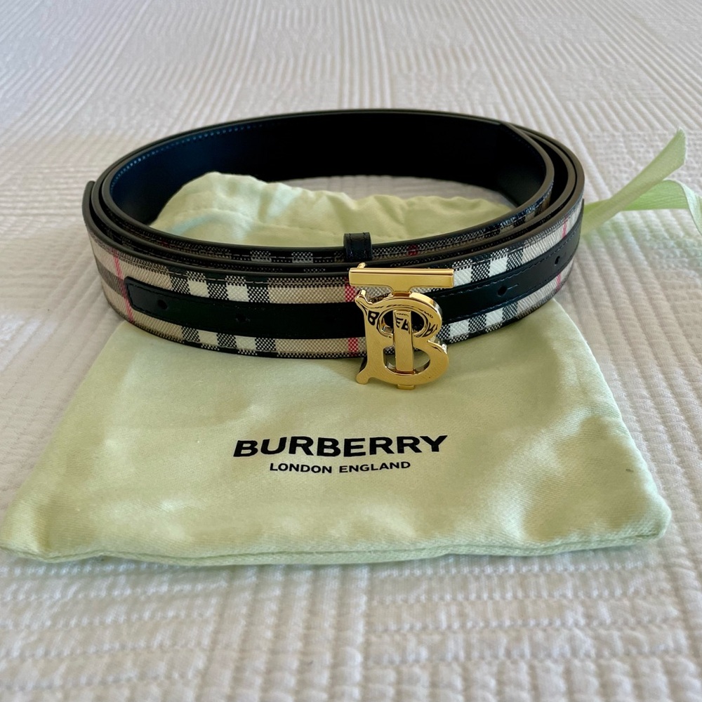 Burberry Beige/Black/Gold Reversible Belt